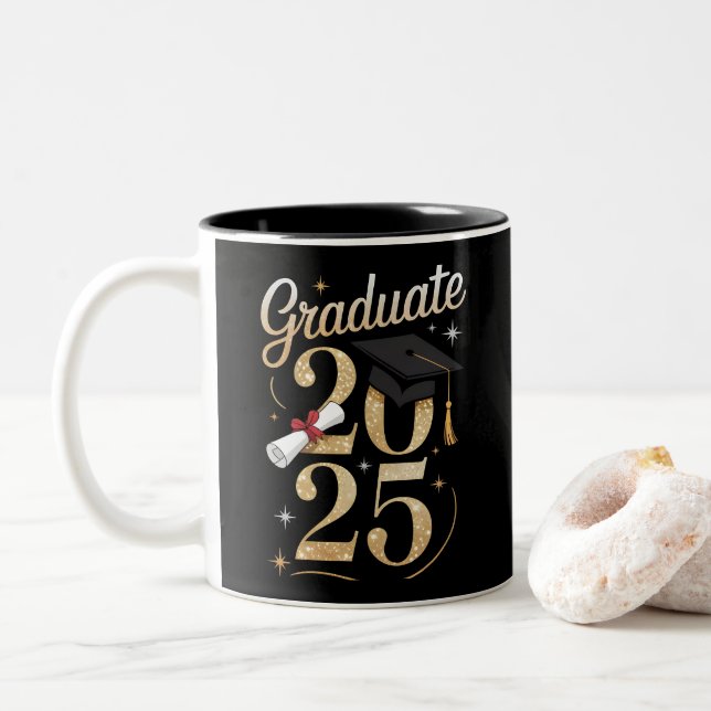 Taza Bicolor Idea de regalo de graduación 2025 (Con donut)