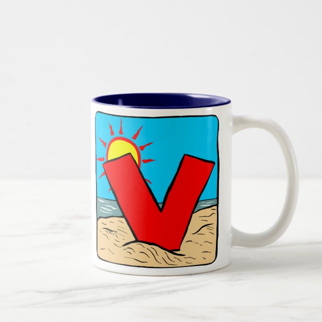 Taza Bicolor Ideas de bodas de playa Carta V (Derecha)