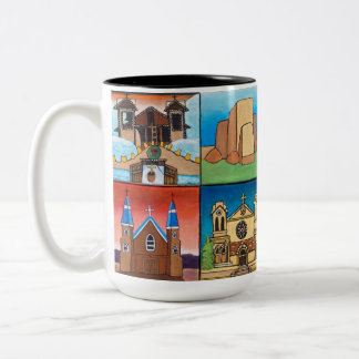 Taza Bicolor Iglesias de Nuevo México! ¡Arte original!