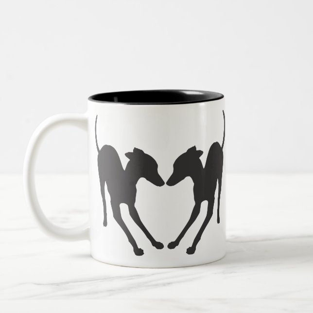 Taza Bicolor IgS juguetones de Greyhounds italianos (Izquierda)