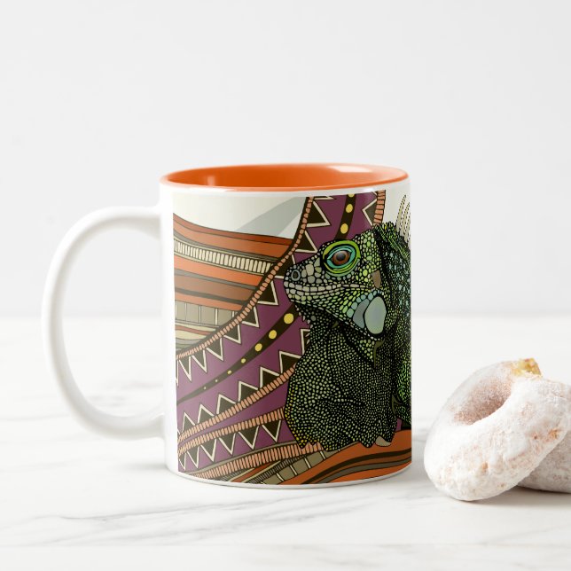 Taza Bicolor iguana verde (Con donut)