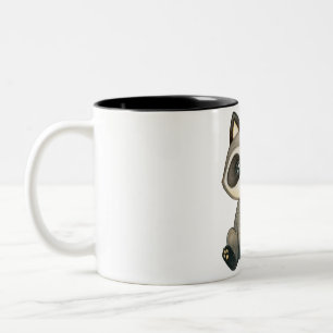 Taza Bicolor Ilustración Adorable de Mapache Dibujada a Mano