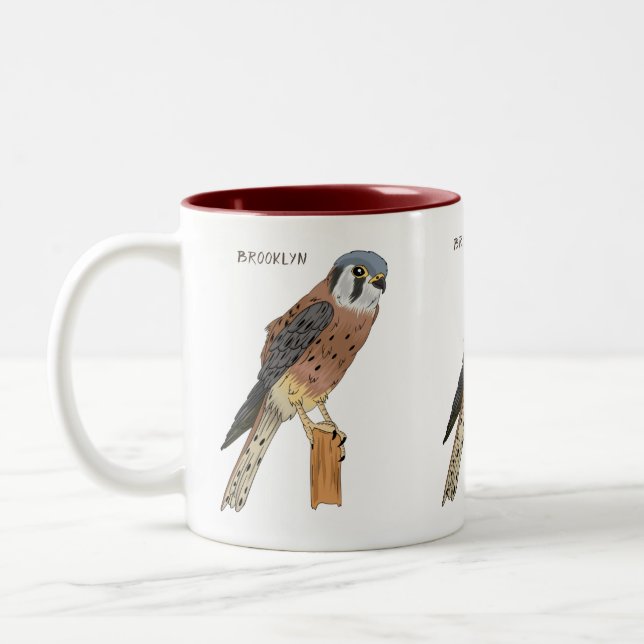 Taza Bicolor Ilustracion americano de aves de Kestrel (Izquierda)