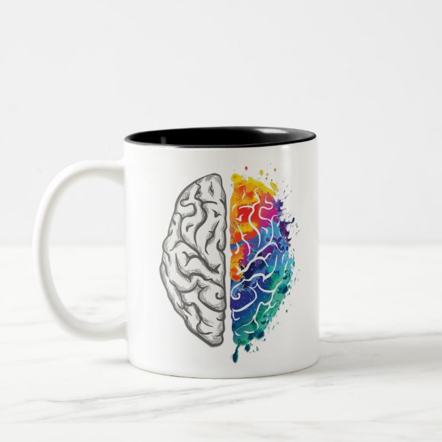 Taza Bicolor ilustracion cerebral humano (Izquierda)