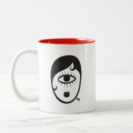 Taza Bicolor Ilustracion Chica de Cíclopes de raza blanca y neg