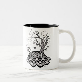 Taza Bicolor Ilustracion complejo del árbol del corazón de la