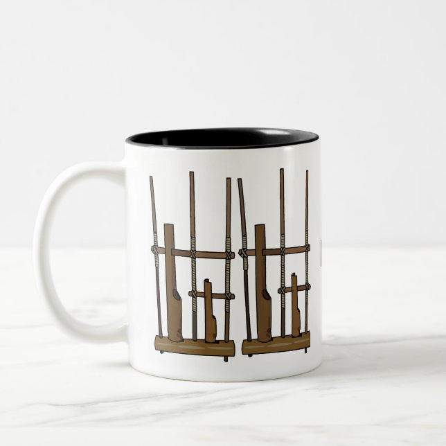 Taza Bicolor Ilustracion de Angklung personalizado (Izquierda)
