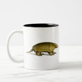 Taza Bicolor Ilustracion de armadillo amarillo vintage