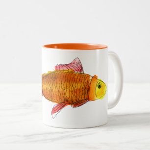 Taza Bicolor Ilustracion de arte pop de pez dorado cometa