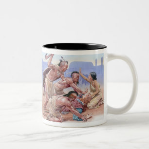 Taza Bicolor Ilustracion de atacar americano de los indios