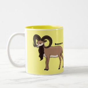 Taza Bicolor Ilustracion de cabra de Mouflon