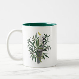 Taza Bicolor Ilustración de cacatúa crestada de azufre en un ár