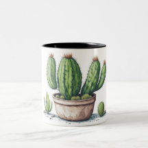 Ilustracion de cactus en forma de acuarela de olla