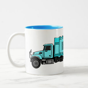 Taza Bicolor Ilustración de camión de basura de dibujos animado