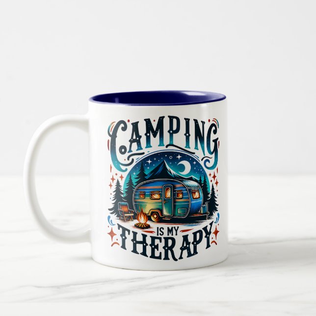 Taza Bicolor Ilustración de camping (Izquierda)