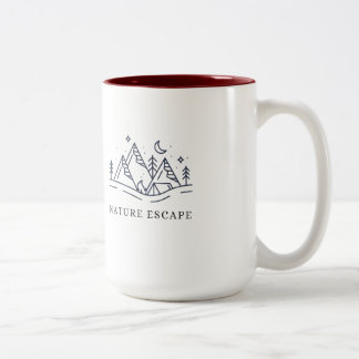 Taza Bicolor Ilustración de Camping Escape en la Naturaleza