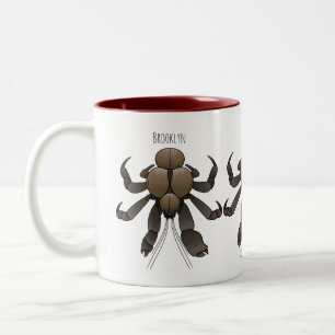 Taza Bicolor Ilustracion de cangrejo de coco personalizado