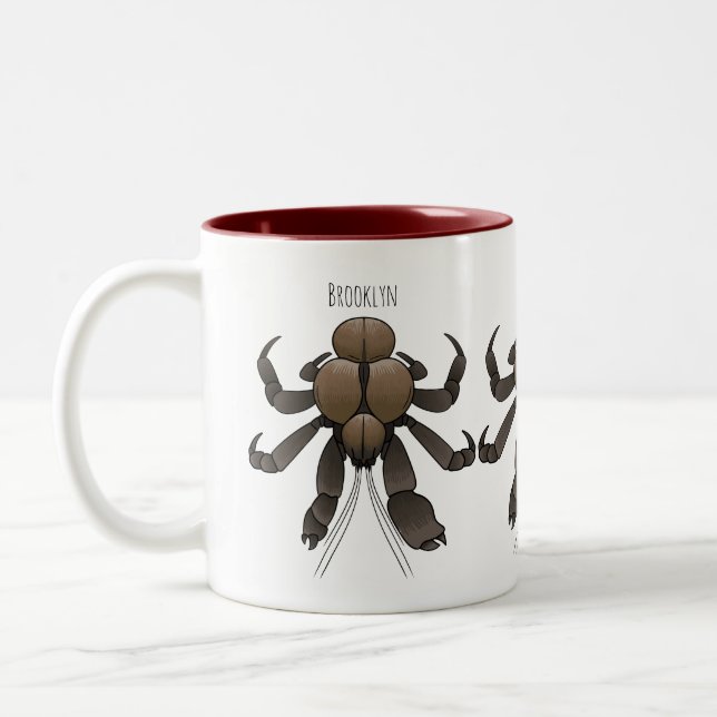 Taza Bicolor Ilustracion de cangrejo de coco personalizado (Izquierda)