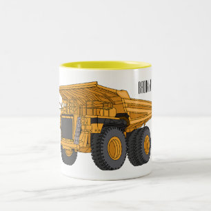 Taza Bicolor Ilustración de caricatura de camión de acarreo
