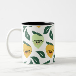 Taza Bicolor Ilustración de dibujos animados de cítricos de lim