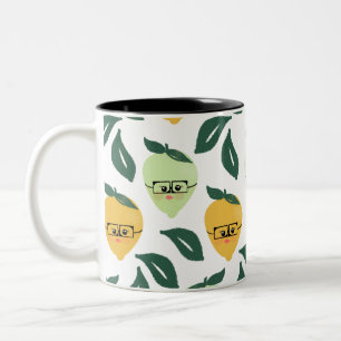 Taza Bicolor Ilustración de dibujos animados de cítricos de lim