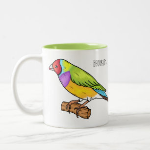 Taza Bicolor Ilustración de dibujos animados de pájaros de pinz