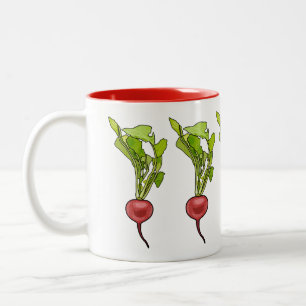 Taza Bicolor Ilustración de dibujos animados de rábano