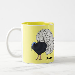 Taza Bicolor ilustración de dibujos animados del faisán de Bulw