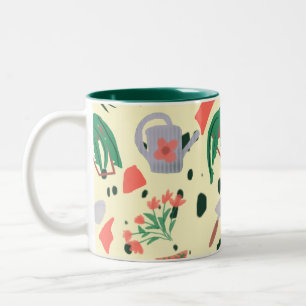 Taza Bicolor Ilustracion de Doodles Botánicos de Spring Garden