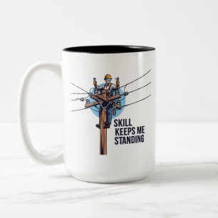 Taza Bicolor Ilustración de electricista profesional