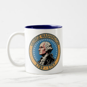 Taza Bicolor Ilustración de George Washington, presidente de EE