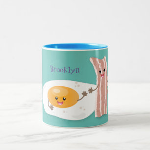 Taza Bicolor Ilustracion de huevo de kawaii y personalizado de 