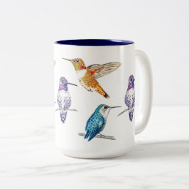 Taza Bicolor Ilustracion de Hummingbird Trio