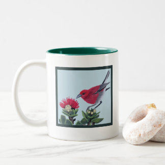 Taza Bicolor Ilustración de la naturaleza de Hawái de Apapane y