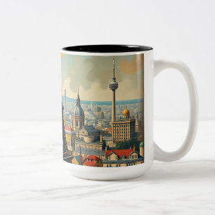 Taza Bicolor Ilustracion de la Torre Eiffel de Arte Colorido