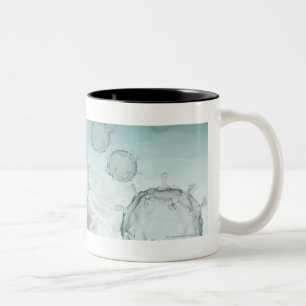 Taza Bicolor Ilustracion de las células de la gripe aviar