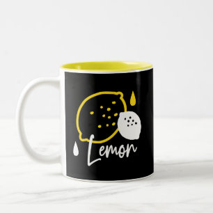 Taza Bicolor Ilustracion de limón abstracto - Arte de cítricos