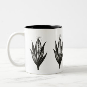 Taza Bicolor Ilustración de maíz con tinta negra – Diseño de co