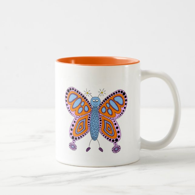 Taza Bicolor Ilustracion de mariposa personalizado amigable (Derecha)
