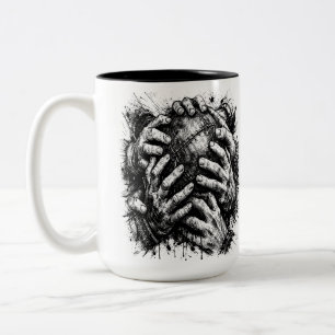 Taza Bicolor Ilustración de Orkney Dark Art Ink – Manos que Aga