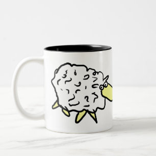 Taza Bicolor Ilustracion de ovejas divertidas en un