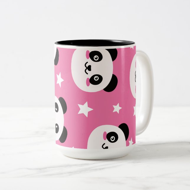 Taza Bicolor Ilustración de Panda Arte (Anverso derecho)