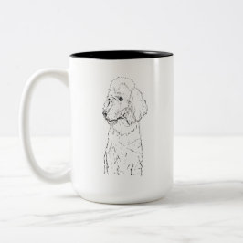 Taza Bicolor Ilustración de perro Caniche Estándar - Arte de ti