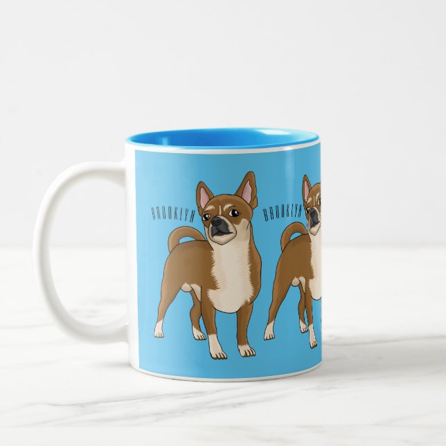Taza Bicolor Ilustracion de personalizado chihuahua (Izquierda)