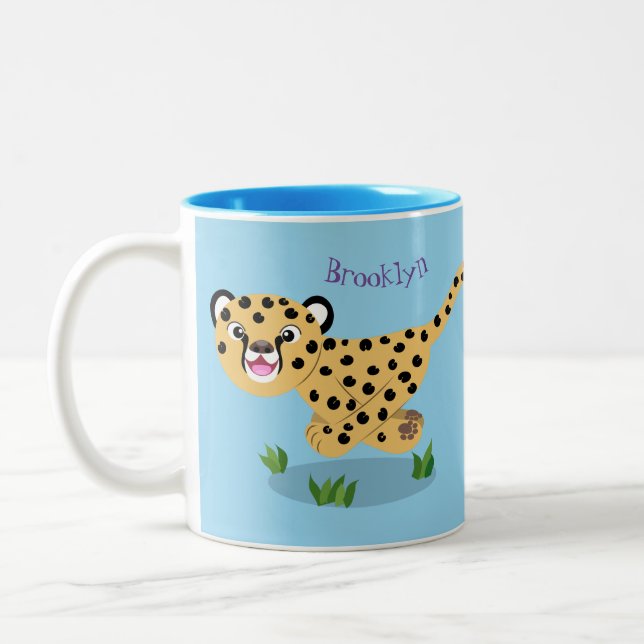 Taza Bicolor Ilustracion de personalizado con queso lindo (Izquierda)