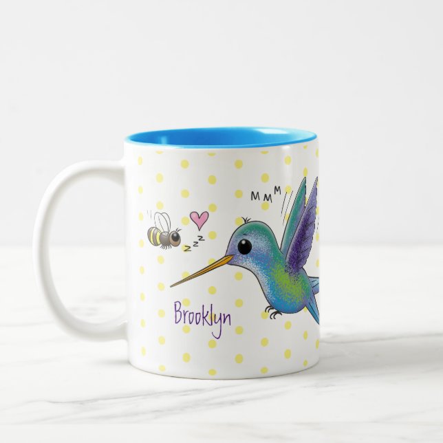 Taza Bicolor Ilustracion de personalizado de abejas (Izquierda)