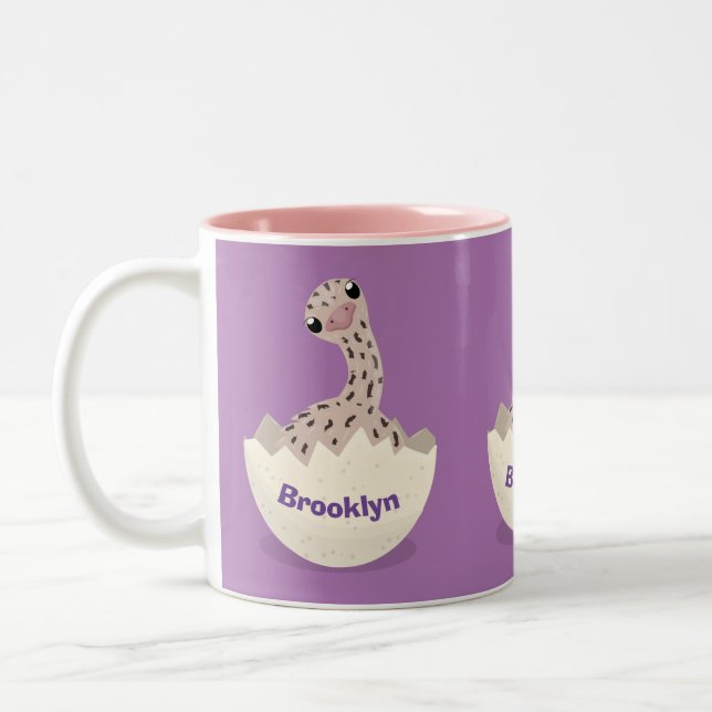 Taza Bicolor Ilustracion de personalizado de avestruz de bebé (Izquierda)