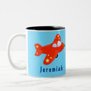 Taza Bicolor Ilustracion de personalizado de avión rojo con vue