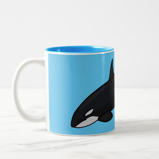 Taza Bicolor Ilustracion de personalizado de ballenas asesina (Izquierda)