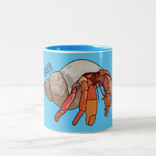 Taza Bicolor Ilustracion de personalizado de cangrejo ermitaño